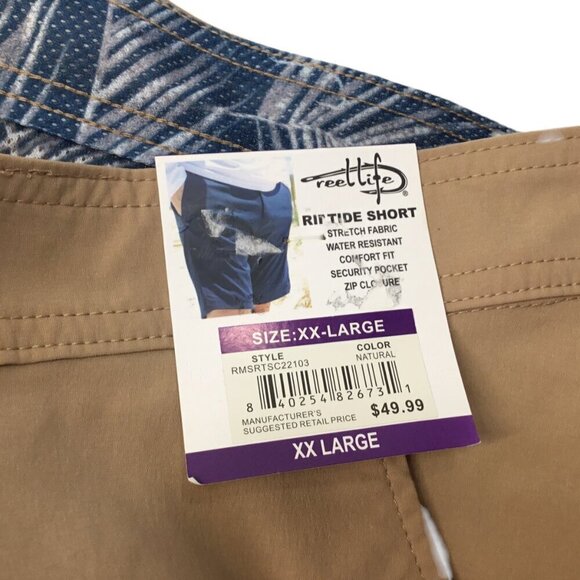 Reel Life NWT RipTide Short Men's XXL 2XL Shorts Tan Stretch Natural Quick Dry - Picture 6 of 7